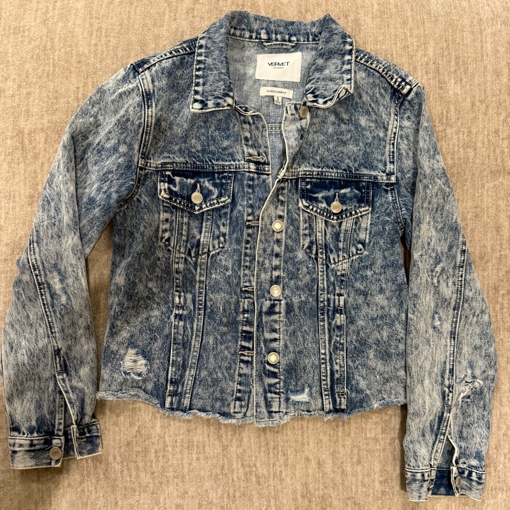 VERVET Classic Crop Fit Denim Jacket Size Small
